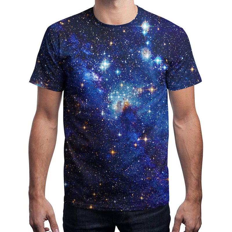 LAIDIPAS Galaxy Shirt Blue 3D Cool T-Shirt for Women Unisex Men Casual Top Tees Space XXL - Image 3